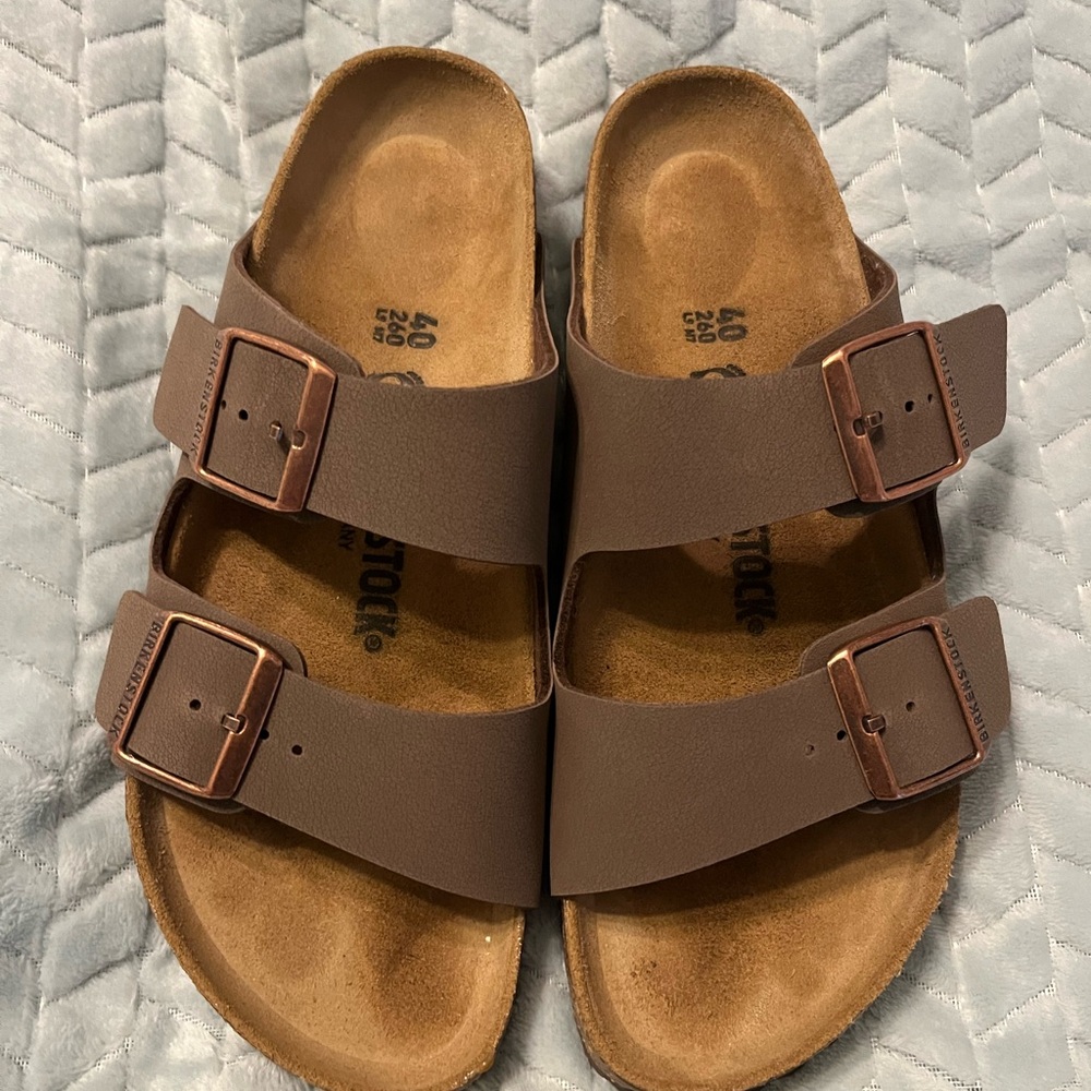 Birkenstock Brown Double-Buckle Slide Sandals sz 40